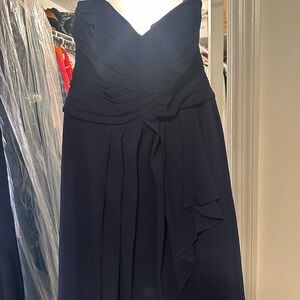 Elegant Navy Blue Strapless Dress